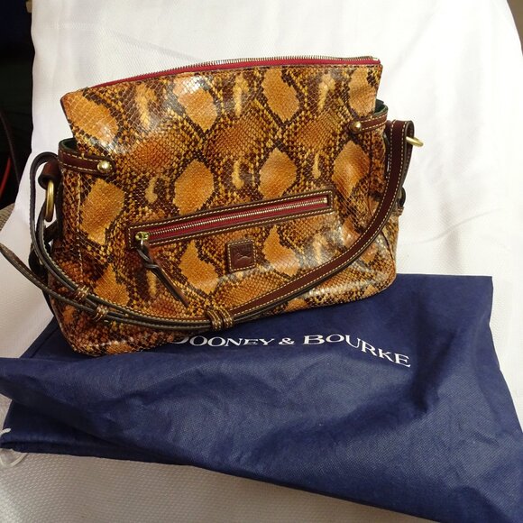 Dooney & Burke Brown Python Reptile Hobo Shoulder Bag - Picture 2 of 9